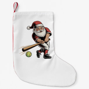 Calcetín Navideño Pequeño Béisbol Navideño Jugando Santa Claus Deporte 
