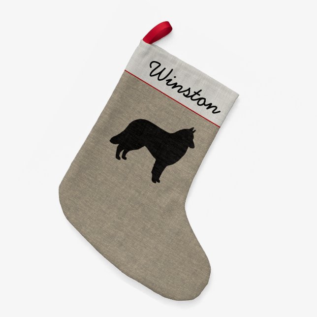 Calcetín Navideño Pequeño Belga Tervuren Hoilday personalizado silueta (Frente (Colgado))