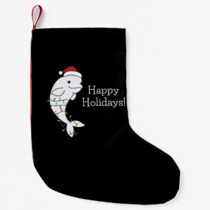 Calcetín Navideño Pequeño Beluga Ballena Feliz Navidad Animales de invierno