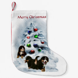 Calcetín Navideño Pequeño Bernese Mtn Dog Cachorros Navidades