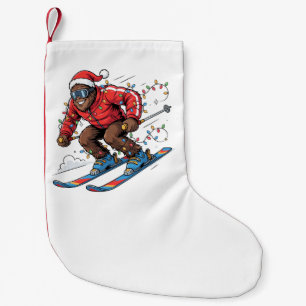 Calcetín Navideño Pequeño Bigfoot Sasquatch Esquí Navidad 2026 Fiesta