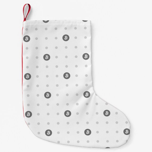 Calcetín Navideño Pequeño Bitcoin Polka Dots Christmas Stocking (Small) (Anverso)