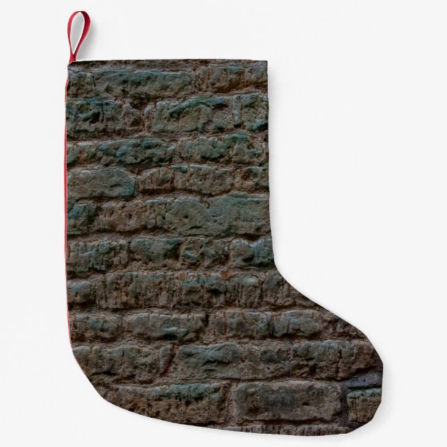 Calcetín Navideño Pequeño Black Brick Wall Textureabstract, architecture, ba (Anverso)