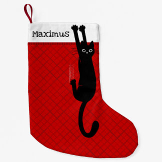 Calcetín Navideño Pequeño Black Cat Holding On Funny Christmas Stocking