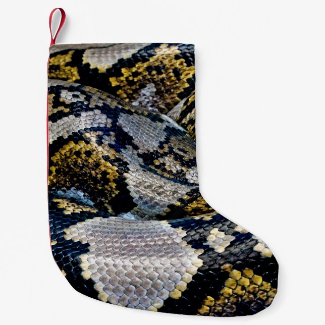 Calcetín Navideño Pequeño Black, yellow, and gray python (Anverso)