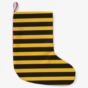 Calcetín Navideño Pequeño Black Yellow Horizontal Lines Geometric Bee Animal