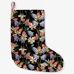 Calcetín Navideño Pequeño Bladder Campion Bells: Floral acuarela