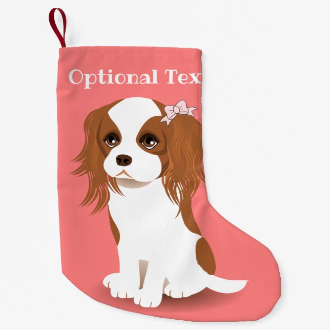 Calcetín Navideño Pequeño Blenheim Cavalier King Charles Spaniel Pink (Anverso)