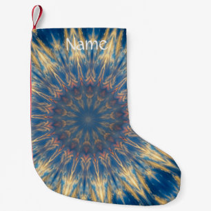 Calcetín Navideño Pequeño Blue Chakra Kaleidoscope Thunder_Cove