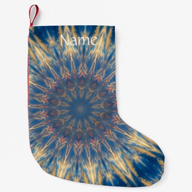 Calcetín Navideño Pequeño Blue Chakra Kaleidoscope Thunder_Cove (Anverso)