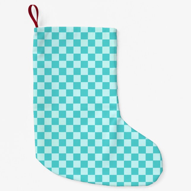 Calcetín Navideño Pequeño Blue Combination Classic Checkerboard de STaylor (Anverso)