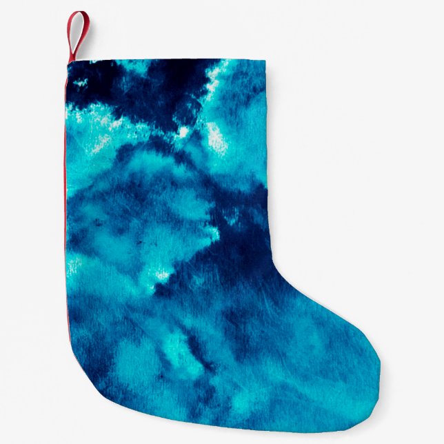 Calcetín Navideño Pequeño Blue Phantom Fashion Patterns Dirty Plash Watercol (Anverso)