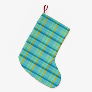 Calcetín Navideño Pequeño Blue Plaid by Shirley Taylor