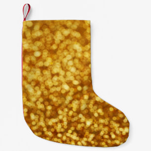 Calcetín Navideño Pequeño Bokeh de luz dorada Resumen de fondo