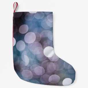 Calcetín Navideño Pequeño Bokeh gris azul, fondo abstracto.