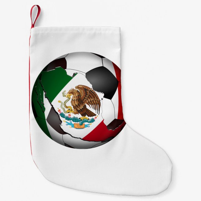 Calcetín Navideño Pequeño Bola de fútbol de México (Anverso)