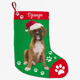 Calcetín Navideño Pequeño Bolsas de Navidades de perro, cachorro de boxer