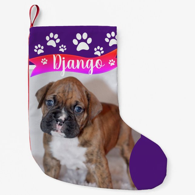 Calcetín Navideño Pequeño Bolsas de Navidades de perro divertido - Foto pers (Anverso)