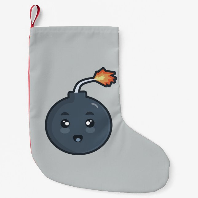 Calcetín Navideño Pequeño Bomba de Kawaii (Anverso)