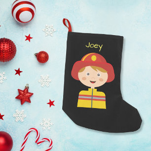 Calcetín Navideño Pequeño Bombero - Bombero - Personalizado