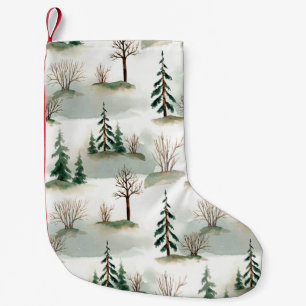 Calcetín Navideño Pequeño Bosque de Invierno: desenfoque verde de mano