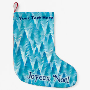Calcetín Navideño Pequeño Bosque Fractal Azul - Joyeux Noël