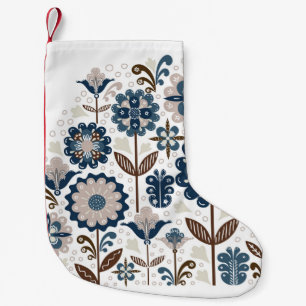 Calcetín Navideño Pequeño Bouquets multicolores: mano dibujada