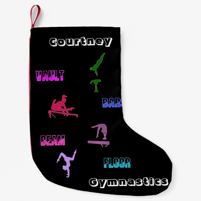 Calcetín Navideño Pequeño Bóveda de gimnasia, bares, vigas, piso (Anverso)