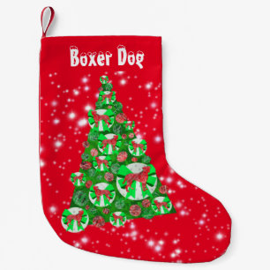 Calcetín Navideño Pequeño Boxeador Navidades de perro Gran Árbol vacaciones