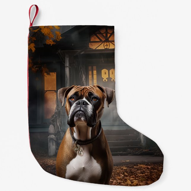 Calcetín Navideño Pequeño Boxer Halloween Scary (Anverso)