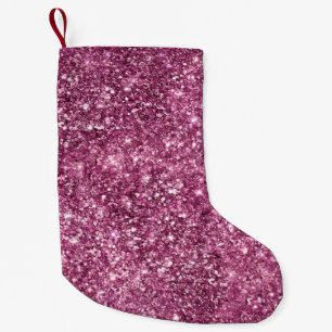 Calcetín Navideño Pequeño Boysenberry Pink Glitz Purpurina