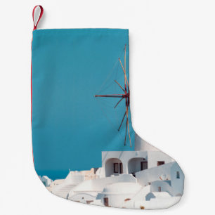 Calcetín Navideño Pequeño Brown and white windmill