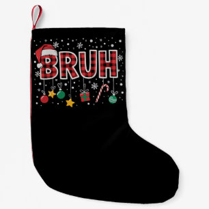 Calcetín Navideño Pequeño Bruh divertido Navidad cuadros rojos pijama de Nav