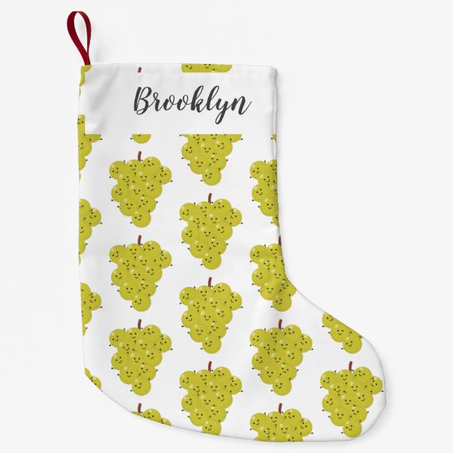 Calcetín Navideño Pequeño Buen ilustracion de uvas personalizados (Anverso)