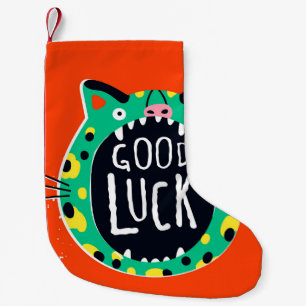 Calcetín Navideño Pequeño Buena suerte de cerdo abstracto