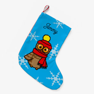 Calcetín Navideño Pequeño Búho divertido personalizado para las fiestas de i