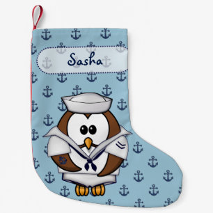 Calcetín Navideño Pequeño búho marinero