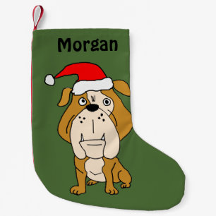 Calcetín Navideño Pequeño Bulldog divertido en el almacenamiento del navidad