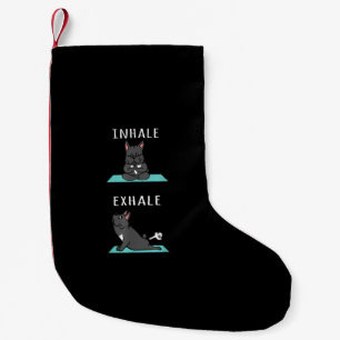 Calcetín Navideño Pequeño Bulldog francés Yoga Inhale Exhale Gracioso regalo