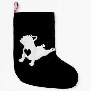 Calcetín Navideño Pequeño Bulldog francés Yoga Love Heart Frenchie