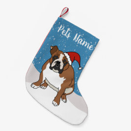 Calcetín Navideño Pequeño Bulldog inglés de vacaciones para navidades
