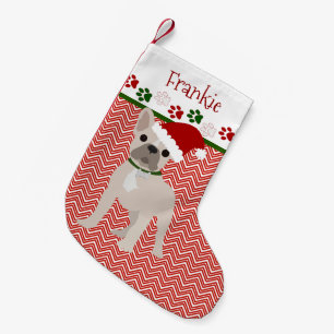 Calcetín Navideño Pequeño Bulldog Santa Francesa personalizado