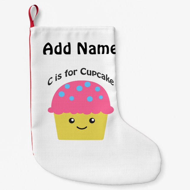 Calcetín Navideño Pequeño C es para Cupcake (Anverso)