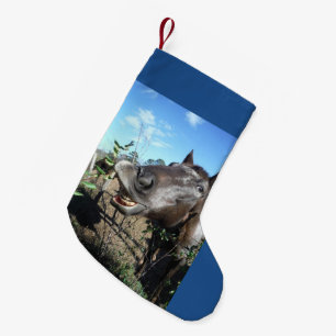 Calcetín Navideño Pequeño Caballo de Navidad con cara divertida