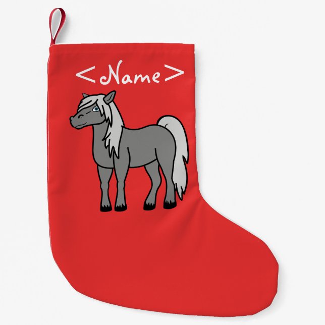 Calcetín Navideño Pequeño Caballo gris (Anverso)