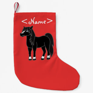 Calcetín Navideño Pequeño Caballo negro