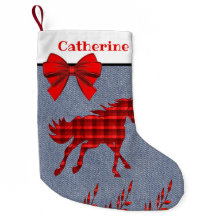 Caballo Rojo Oeste De Plata En Faux Denim