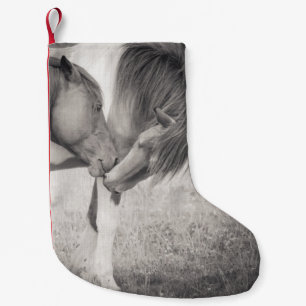 Calcetín Navideño Pequeño Caballos que besan el almacenamiento del navidad