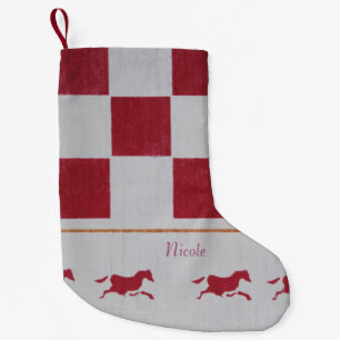 Calcetín Navideño Pequeño Caballos rojos de ajedrez