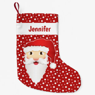 Calcetín Navideño Pequeño Cabeza de Papá Noel con nombre personalizable en r
